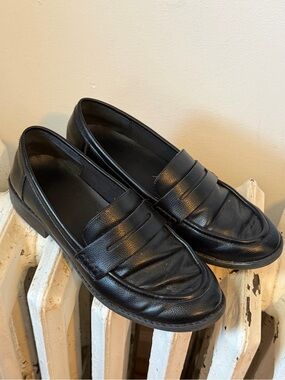 Black Leather Penny Loafers - Women’s Classic Slip-On